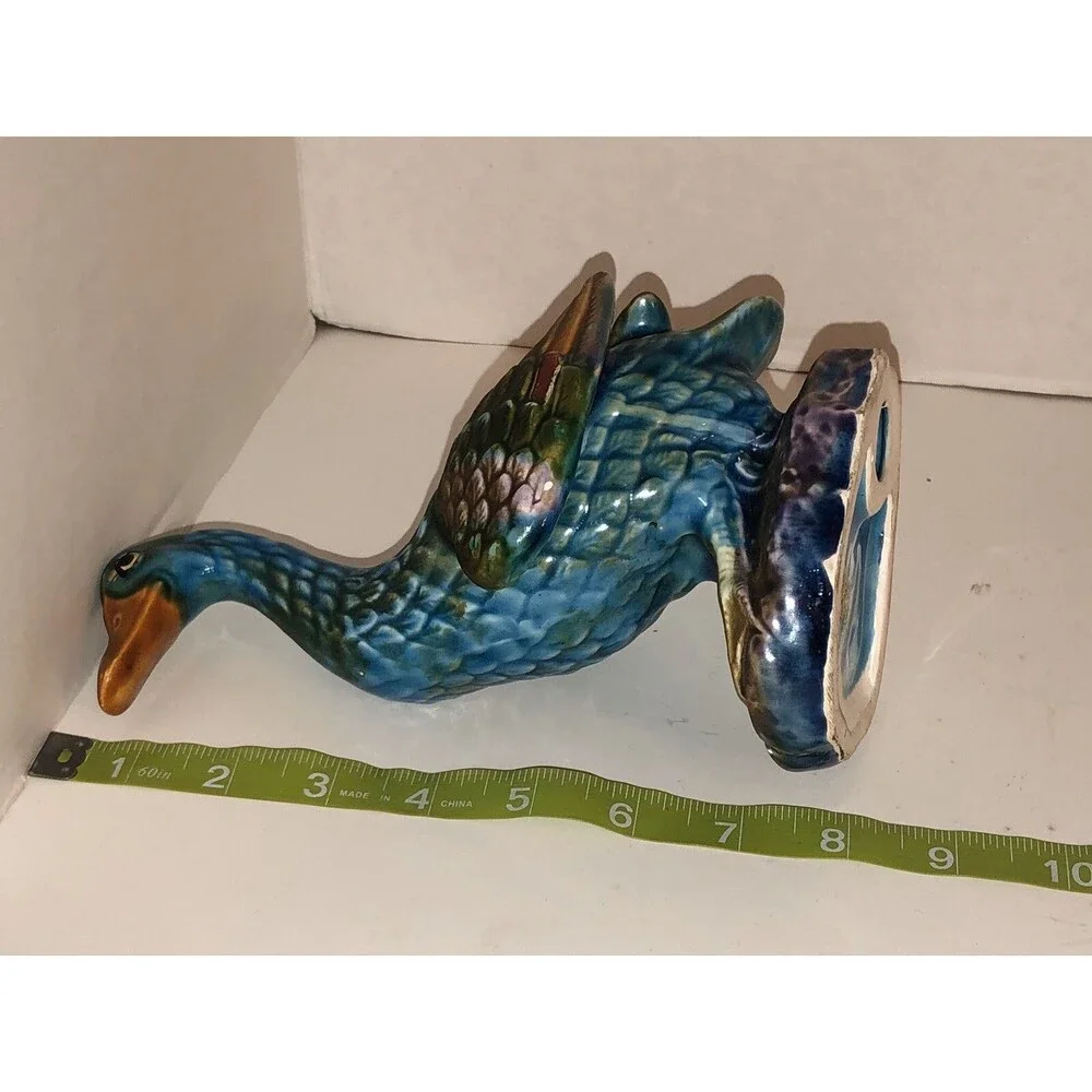 VTG 50s 60s TILSO Ceramic MALLARD DUCK Bird Figurine JAPAN Hand Painted 8” Tall